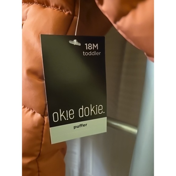 Okie Dokie Toddler Girls Pin Puffer Jacket Sherpa Hooded Coat Size 18 Months NWT - Picture 2 of 8